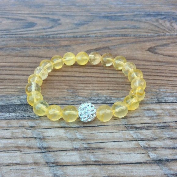 Citrine bracelet with rhinestone focal, November birthstone, healing bracelet - Picture 4 of 9